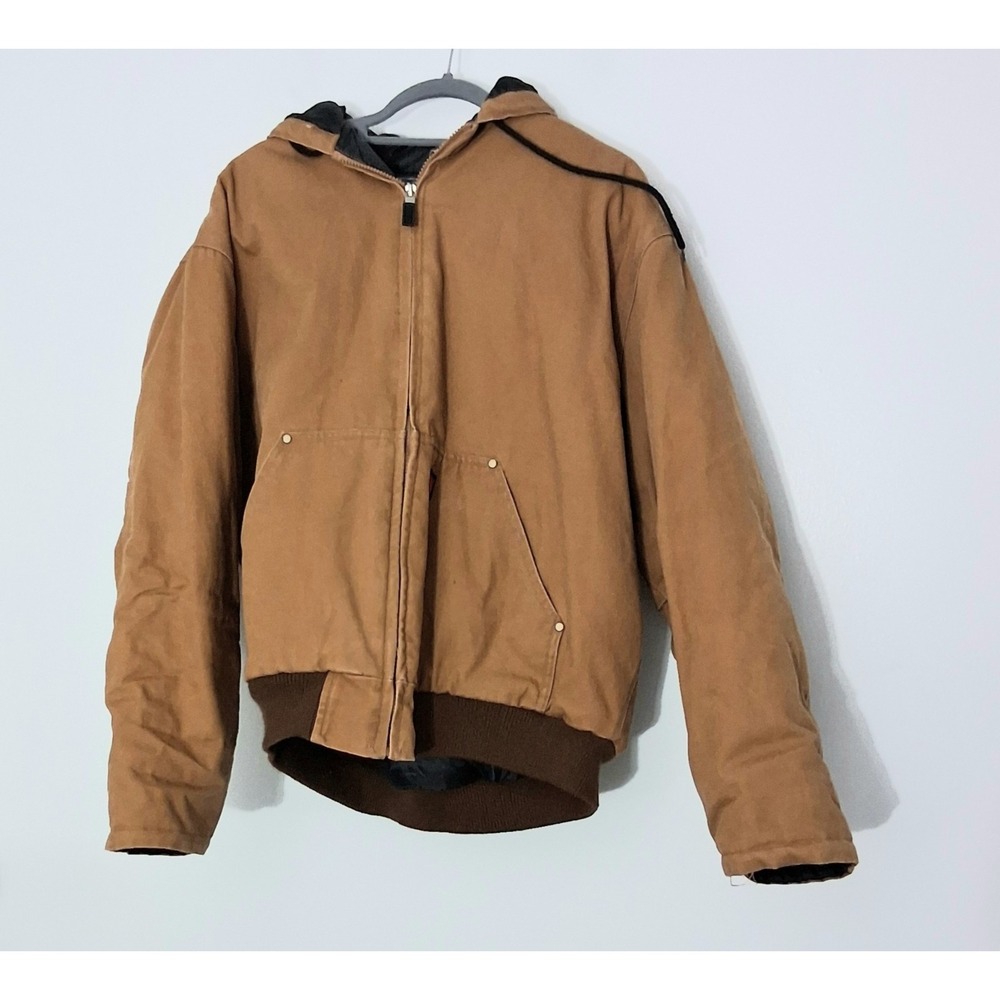 Maxxsel Canvas Jacket Men's Size Large Hooded Zip Up Pockets Long Sleeve Preowne